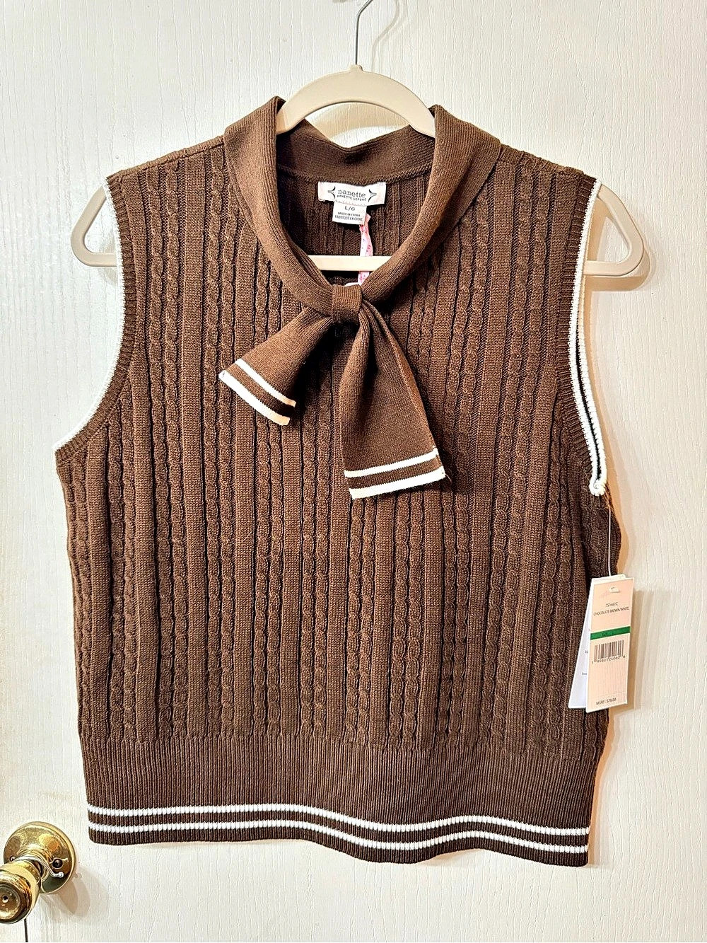 Nanette Lepore Brown Knit Sweater Vest Size Large NWT